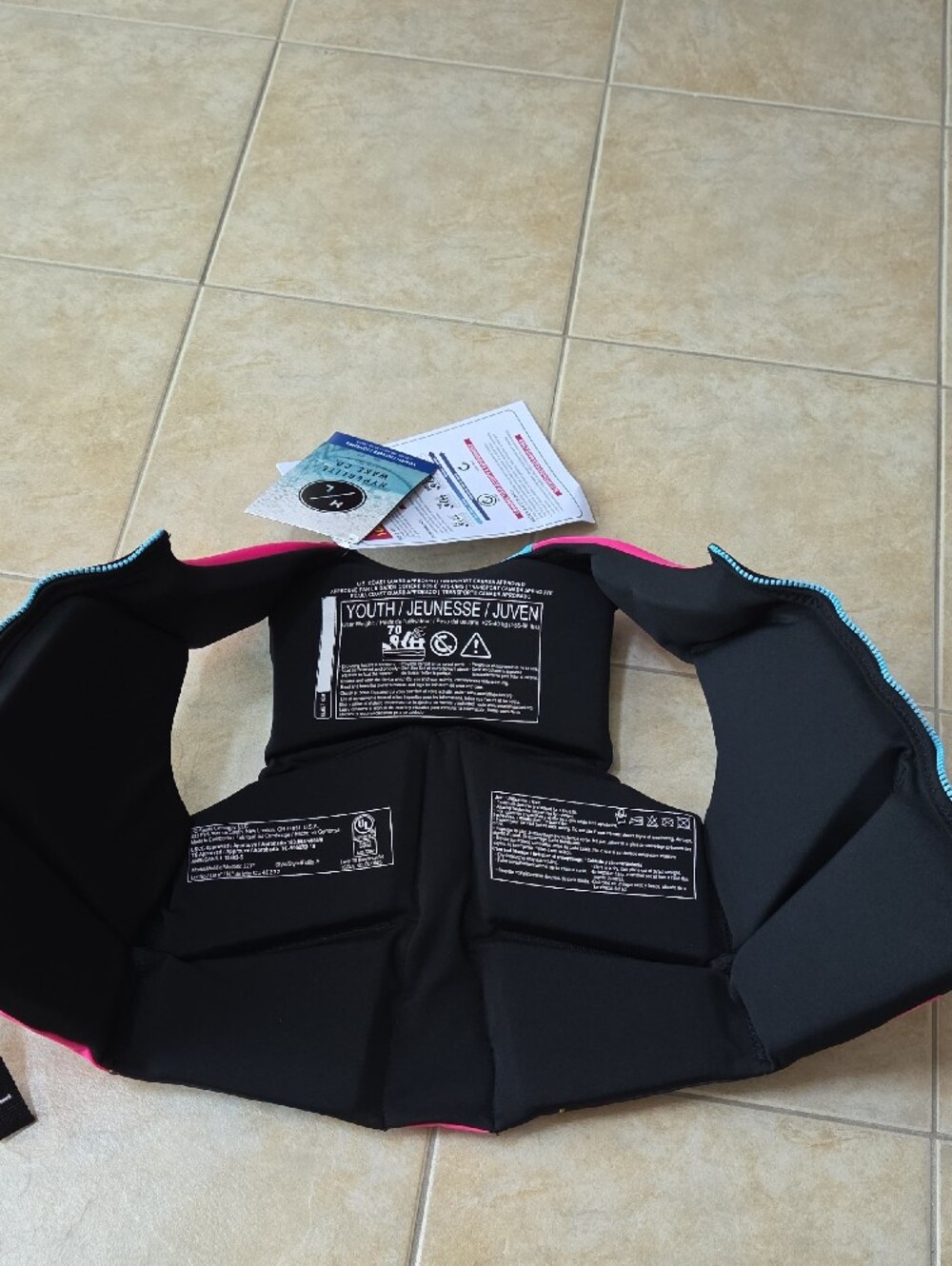 Hyperlite Kids' Pink & Blue Life Jacket - Youth Swim Vest - Picture 4 of 9